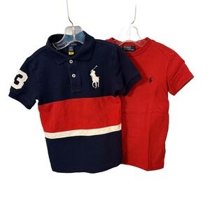 Ralph Lauren Boys Big Pony Polo & Red Tee Shirt Lot Of 2 Sz 4T